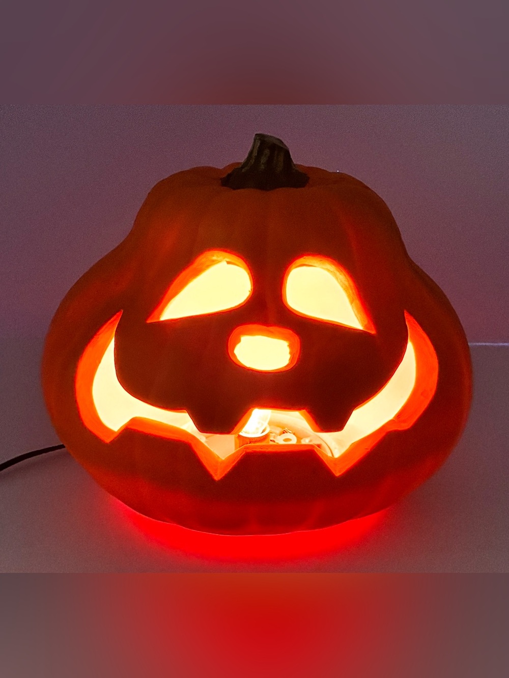 Vintage Light Up Halloween Foam Mold Pumpkin Jack O Lantern Vtg 9" WORKS